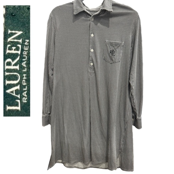 Lauren Ralph Lauren Dresses & Skirts - Lauren Ralph Lauren Women’s Black & White Gingham Long Sleeve Shirt Dress Sz M